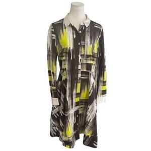 KATE SPADE New York Shirt Dress Long Sleeve Geometric Size 12 Spring Work Party‎